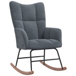Vidaxl chaise  bascule gris fonc velours