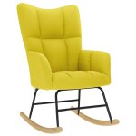 Vidaxl chaise � bascule jaune clair tissu