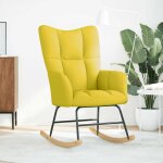 Vidaxl chaise  bascule jaune clair tissu