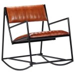 Vidaxl chaise  bascule marron cuir vritable