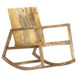 Vidaxl chaise � bascule marron cuir v�ritable et manguier massif