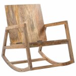 Vidaxl chaise � bascule marron cuir v�ritable et manguier massif