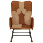 Vidaxl chaise  bascule marron cuir vritable et toile