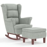 Vidaxl chaise  bascule avec pieds en bois et tabouret gris clair