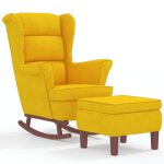 Vidaxl chaise à bascule avec pieds en bois et tabouret jaune velours Vidaxl chaise à bascule avec pieds en bois et tabouret jaune velours
