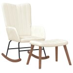 Vidaxl chaise  bascule avec repose - pied blanc crme velours