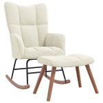 Vidaxl chaise  bascule avec repose - pied blanc crme velours