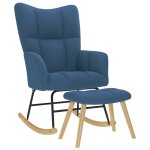 Vidaxl chaise � bascule avec repose - pied bleu tissu