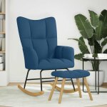 Vidaxl chaise à bascule avec repose - pied bleu tissu Vidaxl chaise à bascule avec repose - pied bleu tissu