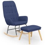 Vidaxl chaise � bascule avec repose - pied bleu tissu