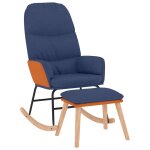 Vidaxl chaise � bascule avec repose - pied bleu tissu