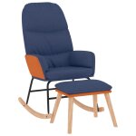 Vidaxl chaise  bascule avec repose - pied bleu tissu