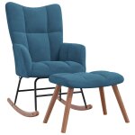 Vidaxl chaise à bascule avec repose - pied bleu velours Vidaxl chaise à bascule avec repose - pied bleu velours