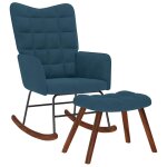 Vidaxl chaise � bascule avec repose - pied bleu velours