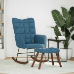 Vidaxl chaise  bascule avec repose - pied bleu velours