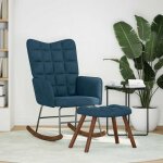 Vidaxl chaise � bascule avec repose - pied bleu velours