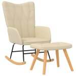 Vidaxl chaise � bascule avec repose - pied cr�me tissu