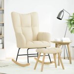 Vidaxl chaise  bascule avec repose - pied crme tissu