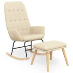 Vidaxl chaise � bascule avec repose - pied cr�me tissu