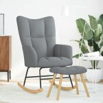 Vidaxl chaise  bascule avec repose - pied gris clair tissu