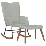 Vidaxl chaise  bascule avec repose - pied gris clair velours