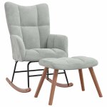 Vidaxl chaise  bascule avec repose - pied gris clair velours