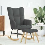 Vidaxl chaise � bascule avec repose - pied gris fonc� tissu