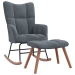 Vidaxl chaise  bascule avec repose - pied gris fonc velours