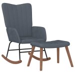 Vidaxl chaise  bascule avec repose - pied gris fonc velours