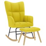 Vidaxl chaise � bascule avec repose - pied jaune clair tissu