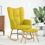 Vidaxl chaise à bascule avec repose - pied jaune clair tissu Vidaxl chaise à bascule avec repose - pied jaune clair tissu