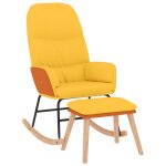 Vidaxl chaise � bascule avec repose - pied jaune moutarde tissu