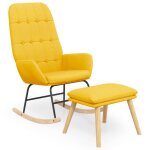 Vidaxl chaise � bascule avec repose - pied jaune moutarde tissu