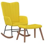 Vidaxl chaise à bascule avec repose - pied jaune moutarde velours Vidaxl chaise à bascule avec repose - pied jaune moutarde velours