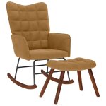 Vidaxl chaise � bascule avec repose - pied marron velours
