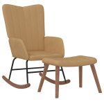 Vidaxl chaise � bascule avec repose - pied marron velours
