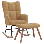 Vidaxl chaise  bascule avec tabouret en velours marron