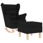 Vidaxl chaise � bascule avec repose - pied noir tissu