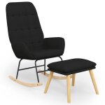 Vidaxl chaise � bascule avec repose - pied noir tissu