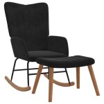 Vidaxl chaise  bascule avec repose - pied noir velours