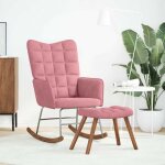 Vidaxl chaise � bascule avec repose - pied rose velours