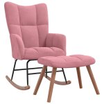 Vidaxl chaise  bascule avec repose - pied rose velours