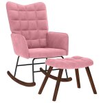 Vidaxl chaise � bascule avec repose - pied rose velours