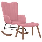 Vidaxl chaise � bascule avec repose - pied rose velours