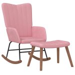 Vidaxl chaise  bascule avec repose - pied rose velours