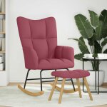 Vidaxl chaise  bascule avec repose - pied rouge bordeaux tissu