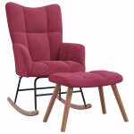 Vidaxl chaise  bascule avec repose - pied rouge bordeaux velours