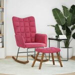Vidaxl chaise  bascule avec repose - pied rouge bordeaux velours