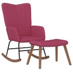 Vidaxl chaise  bascule avec repose - pied rouge bordeaux velours