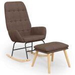 Vidaxl chaise � bascule avec repose - pied taupe tissu